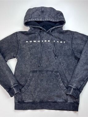 Nowhere Fast Acid Wash Hoodie Chain Graphic Oversized Streetwear